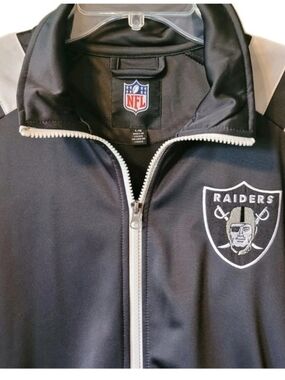 NFL Raiders Mens Track Jacket Large Full Zip Activewear